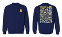 Rochester Yellowjackets Hand Sketched Vive La Fete Impressions Artwork Navy Crew Neck Sweatshirt for Women - Vive La Fête - Online Apparel Store