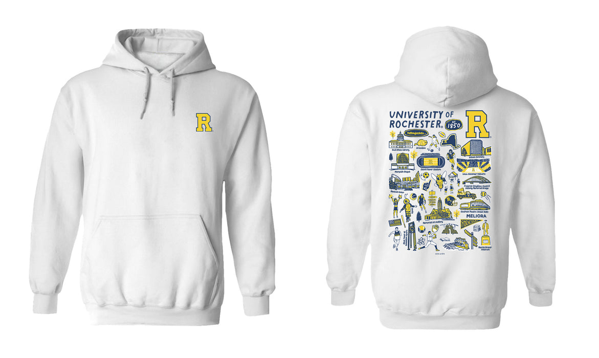 Rochester Yellowjackets Hand Sketched Vive La Fete Impressions Artwork Navy Cotton Fleece Long Sleeve Hoodie - Vive La Fête - Online Apparel Store