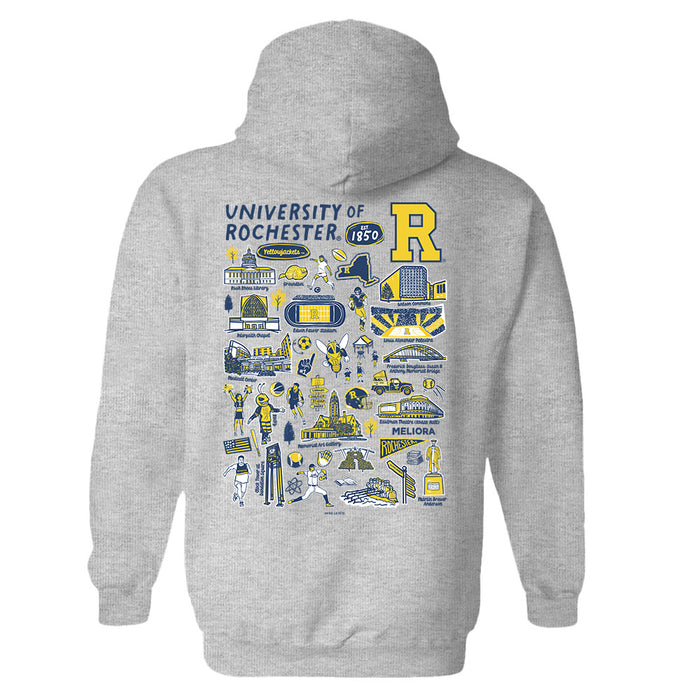 Rochester Yellowjackets Hand Sketched Vive La Fete Impressions Artwork Navy Cotton Fleece Long Sleeve Hoodie - Vive La Fête - Online Apparel Store