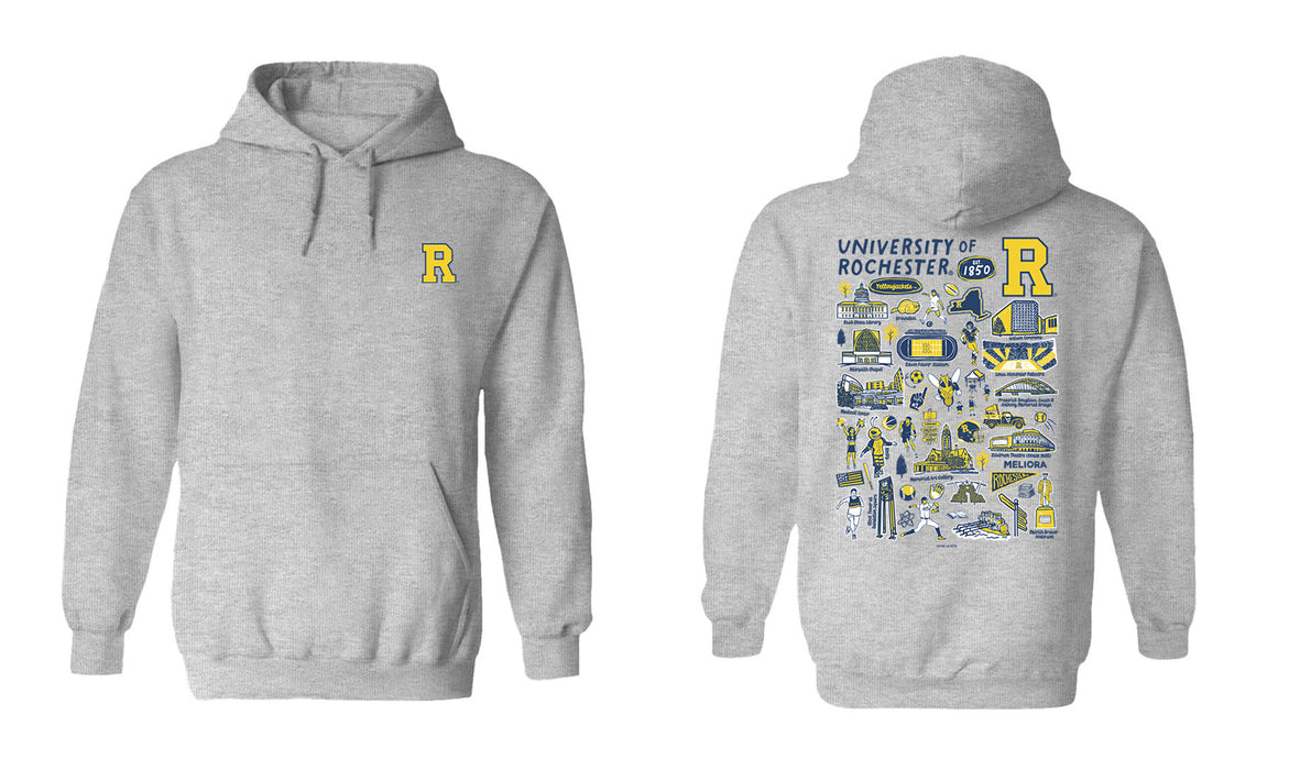 Rochester Yellowjackets Hand Sketched Vive La Fete Impressions Artwork Navy Cotton Fleece Long Sleeve Hoodie - Vive La Fête - Online Apparel Store