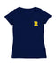 Rochester Yellowjackets Hand Sketched Vive La Fete Impressions Artwork Navy Women Cotton Short Sleeve V-Neck Tshirt