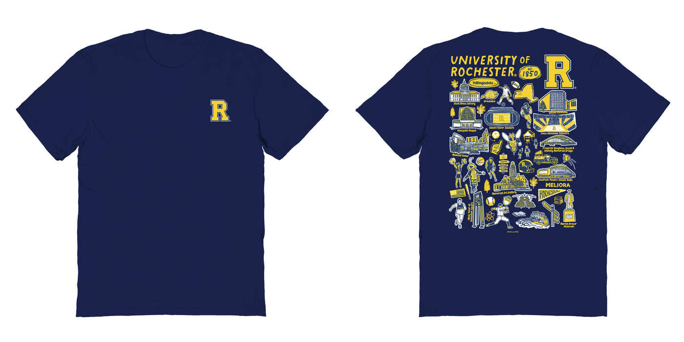 Rochester Yellowjackets Vive La Fete Impressions Artwork Navy Womens Cotton Tshirt - Vive La Fête - Online Apparel Store