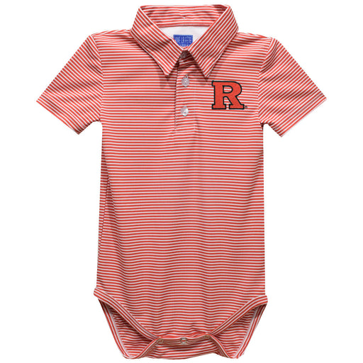 Rutgers State University Scarlet Knights Embroidered Red Cardinal Stripes Stripe Knit Polo Onesie