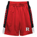Rutgers Scarlet Knights Vive La Fete Game Day Red Stripes Boys Solid Black Athletic Mesh Short