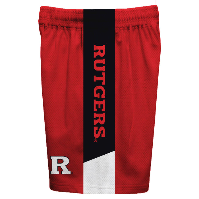 Rutgers Scarlet Knights Vive La Fete Game Day Red Stripes Boys Solid Black Athletic Mesh Short - Vive La Fête - Online Apparel Store