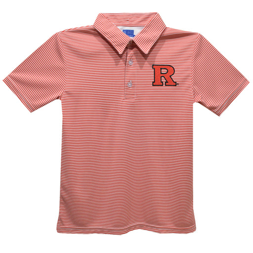 Rutgers State University Scarlet Knights Embroidered Red Cardinal Stripes Short Sleeve Polo Box Shirt