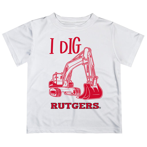 Rutgers State University Scarlet Knights Vive La Fete Excavator Boys Game Day White Short Sleeve Tee