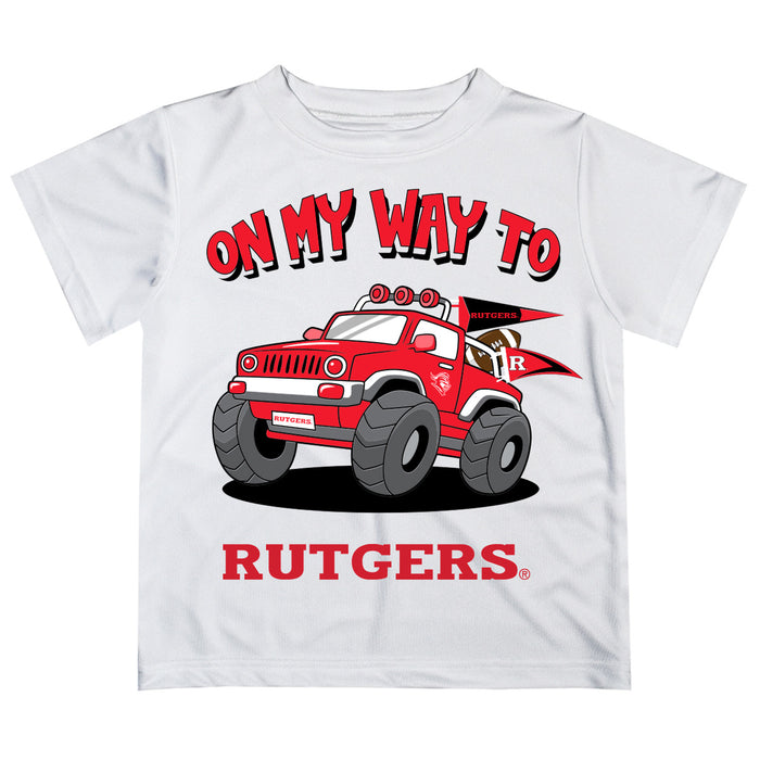 Rutgers State University Scarlet Knights Vive La Fete Monster Truck Boys Game Day White Short Sleeve Tee