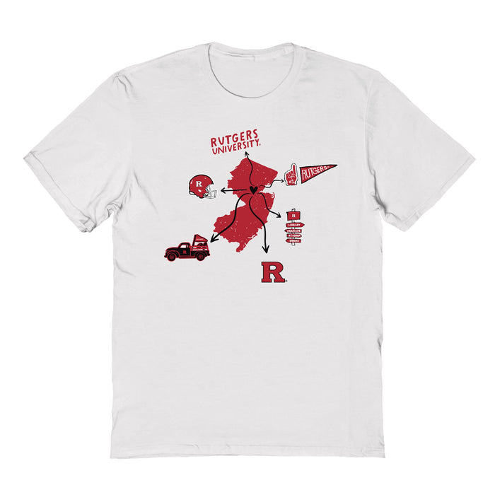 Rutgers Scarlet Knights Hand Sketched Vive La Fete Impressions Icones Kids White T-shirt