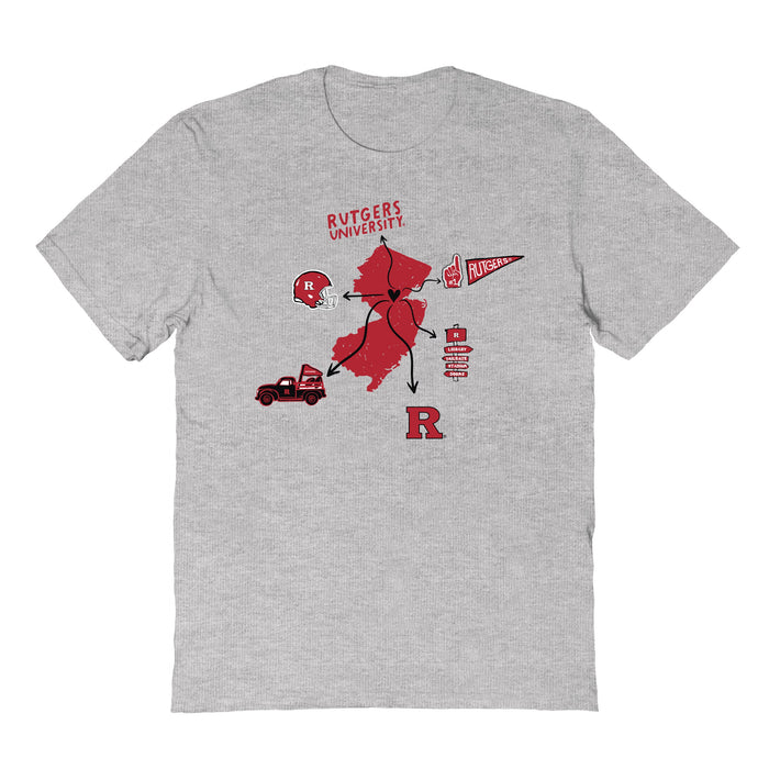 Rutgers Scarlet Knights Hand Sketched Vive La Fete Impressions Icones Kids Grey T-shirt