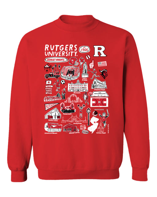 Rutgers Scarlet Knights Vive La Fete Impressions Red Cotton Crewneck Sweatshirt for Women