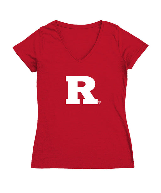 Rutgers Scarlet Knights Women's V-neck Fitted Cotton T-Shirt Red