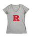 Rutgers Scarlet Knights Women's V-neck Fitted Cotton T-Shirt Grey