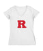 Rutgers Scarlet Knights Women's V-neck Fitted Cotton T-Shirt White