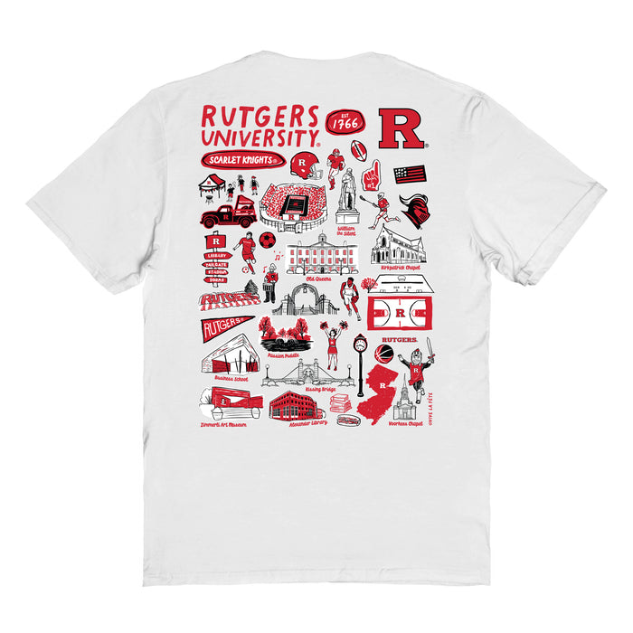 Rutgers Scarlet Knights Vive La Fete Impressions Artwork Red Womens Cotton Tshirt - Vive La Fête - Online Apparel Store