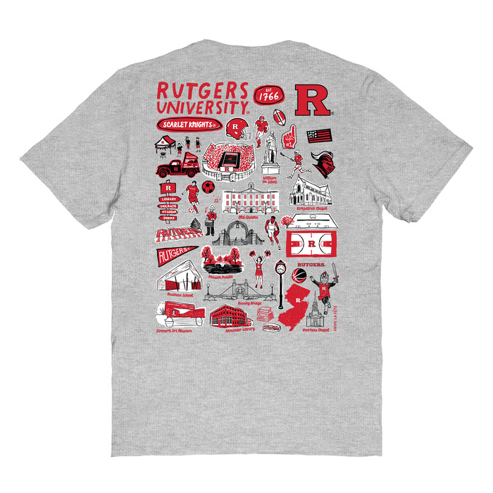 Rutgers Scarlet Knights Vive La Fete Impressions Artwork Red Womens Cotton Tshirt - Vive La Fête - Online Apparel Store