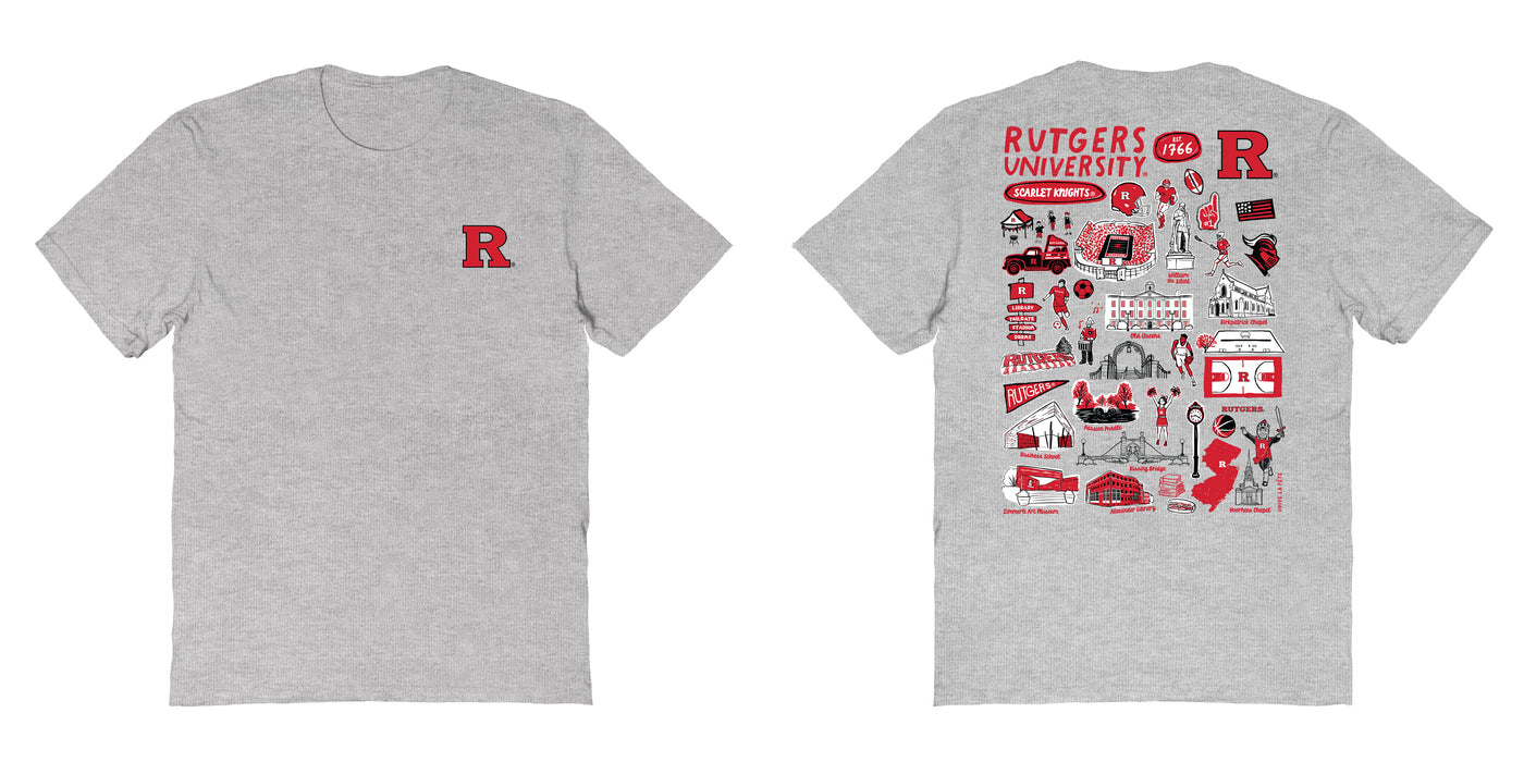 Rutgers Scarlet Knights Vive La Fete Impressions Artwork Red Womens Cotton Tshirt - Vive La Fête - Online Apparel Store