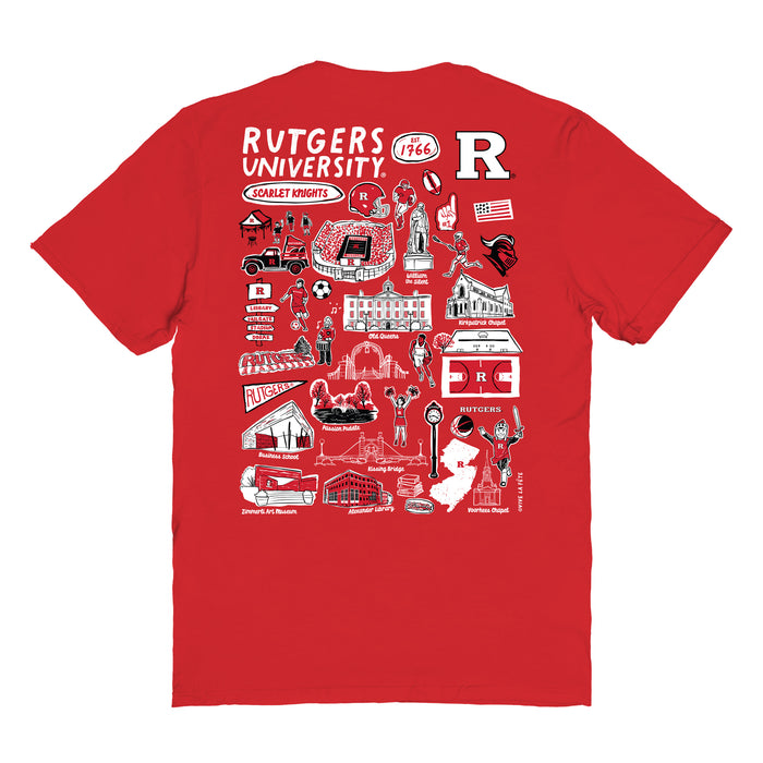 Rutgers Scarlet Knights Vive La Fete Impressions Artwork Red Womens Cotton Tshirt - Vive La Fête - Online Apparel Store