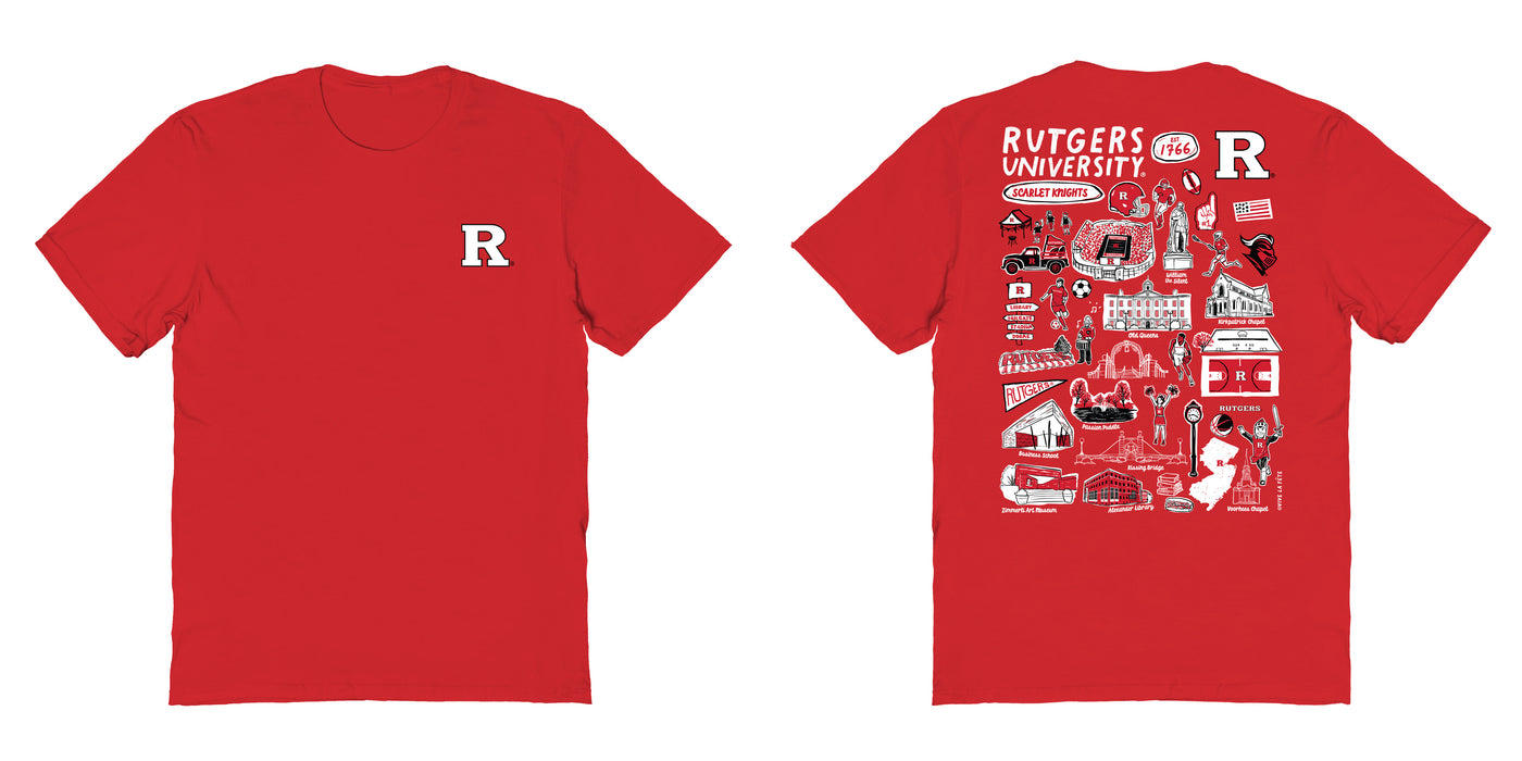 Rutgers Scarlet Knights Vive La Fete Impressions Artwork Red Womens Cotton Tshirt - Vive La Fête - Online Apparel Store