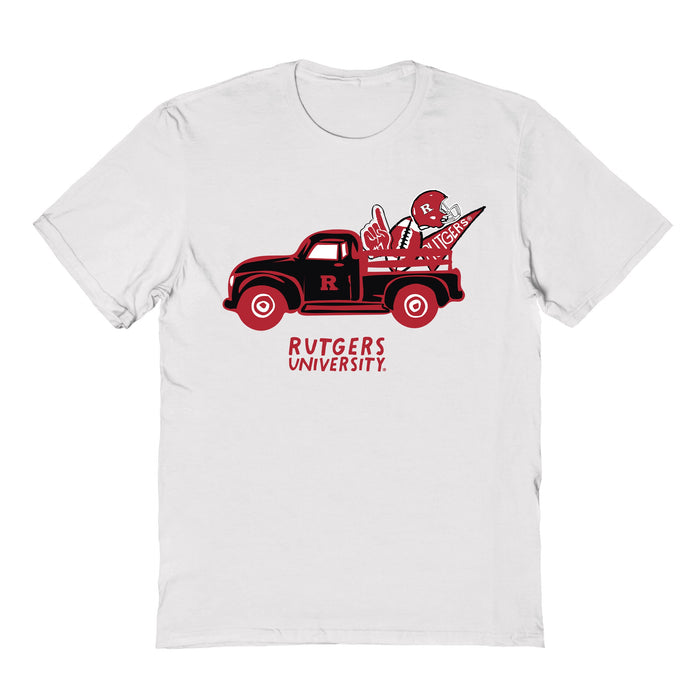 Rutgers Scarlet Knights Hand Sketched Vive La Fete Impressions Truck White T-shirt for Women