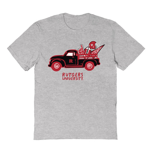 Rutgers Scarlet Knights Hand Sketched Vive La Fete Impressions Truck Grey T-shirt for Women