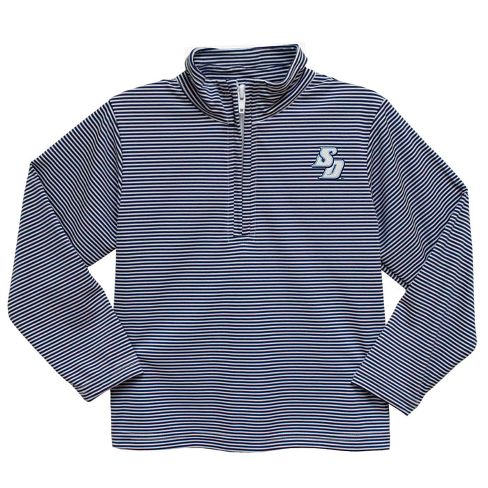 San Diego Toreros Embroidered Navy Stripes Quarter Zip Pullover