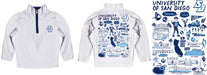 San Diego Toreros Hand Sketched Vive La Fete Impressions Artwork  White Boys Quarter Zip Pullover V1 - Vive La Fête - Online Apparel Store