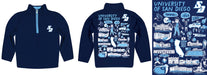 San Diego Toreros Hand Sketched Vive La Fete Impressions Artwork Blue Boys Quarter Zip Pullover V1 - Vive La Fête - Online Apparel Store