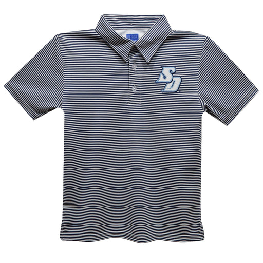 San Diego Toreros Embroidered Navy Stripes Short Sleeve Polo Box Shirt