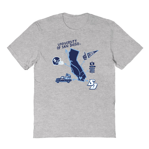 San Diego Toreros Hand Sketched Vive La Fete Impressions Icones Kids Grey T-shirt