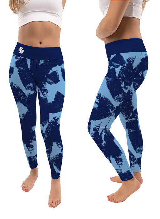 San Diego Toreros Vive La Fete Paint Brush Logo on Waist Women Blue Yoga Leggings - Vive La Fête - Online Apparel Store