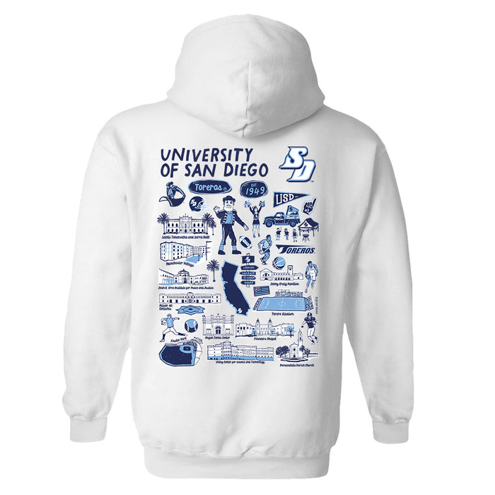 San Diego Toreros Hand Sketched Artwork Cotton Fleece Women Hoodie - Vive La Fête - Online Apparel Store
