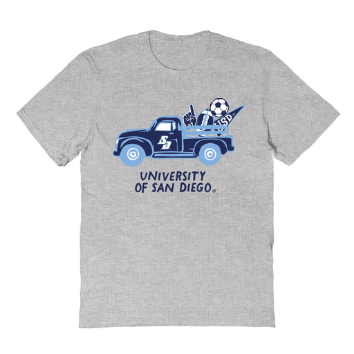 San Diego Toreros Hand Sketched Vive La Fete Impressions Truck Grey T-shirt for Women