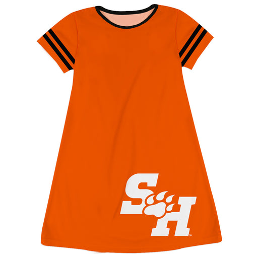 Sam Houston Bearcats Vive La Fete Girls Game Day Short Sleeve Orange A Line Dress with School Logo