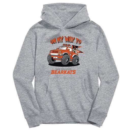 Sam Houston Bearkats On My Way Monster Truck Heather Grey Cotton Youth Hoodie