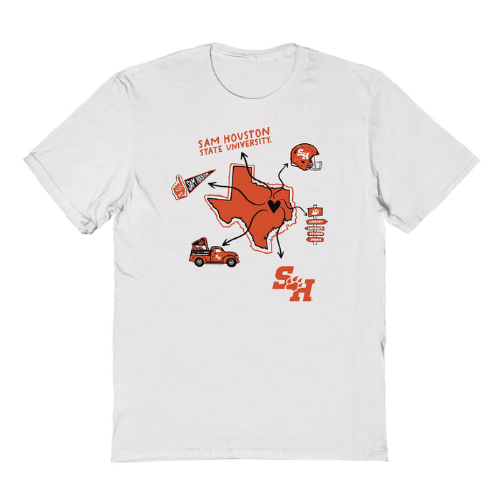 Sam Houston Bearkats Hand Sketched Vive La Fete Impressions Icones Kids White T-shirt