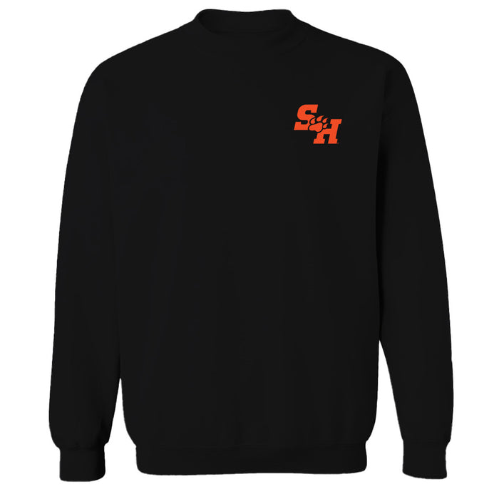 Sam Houston Bearkats Hand Sketched Vive La Fete Impressions Artwork Black Crew Neck Sweatshirt for Women