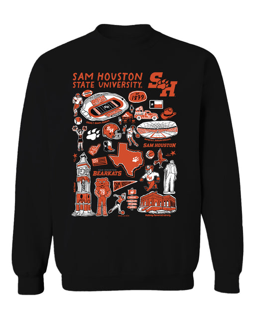 Sam Houston Bearkats Vive La Fete Impressions Black Cotton Crewneck Sweatshirt for Women