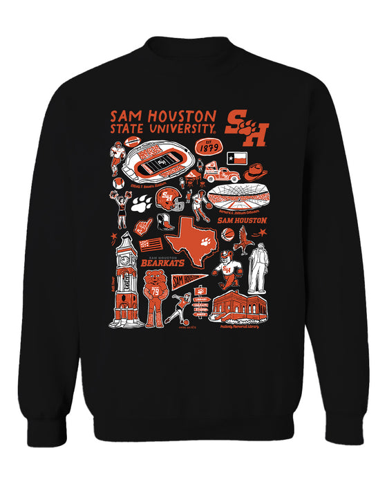 Sam Houston Bearkats Vive La Fete Impressions Black Cotton Crewneck Sweatshirt for Women
