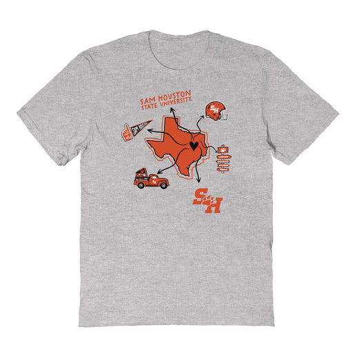 Sam Houston Bearkats Hand Sketched Vive La Fete Impressions Icones Grey T-shirt for Women