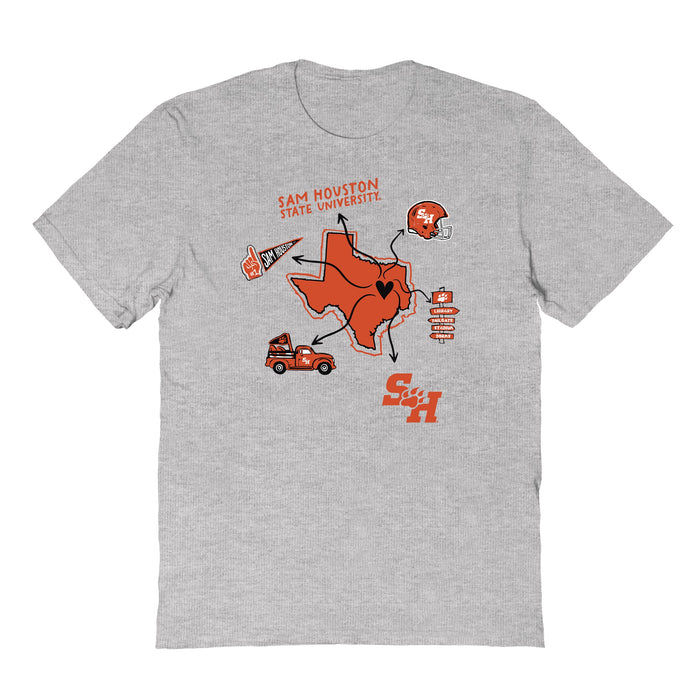 Sam Houston Bearkats Hand Sketched Vive La Fete Impressions Icones Grey T-shirt for Women