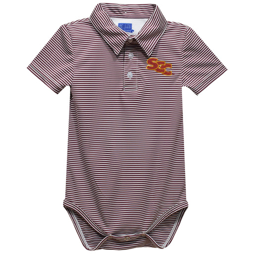 Sacramento City College Panthers Embroidered Maroon Stripes Stripe Knit Polo Onesie