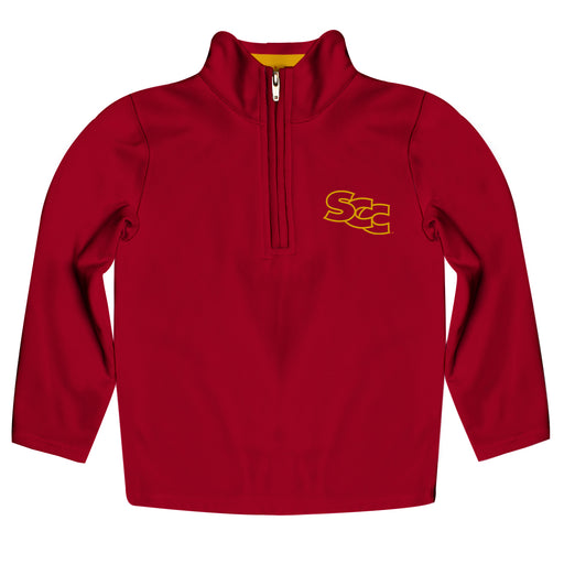 Sacramento City College Panthers Vive La Fete Game Day Solid Red Quarter Zip Pullover Sleeves