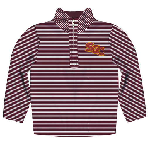 Sacramento City College Panthers Embroidered Womens Maroon Stripes Quarter Zip Pullover
