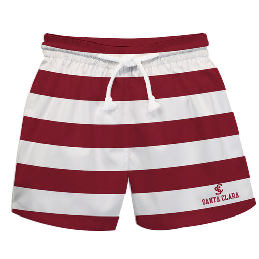 Santa Clara Broncos SCU Vive La Fete Game Day Red White Gray Flag Swimtrunks V1