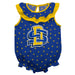 South Dakota State Jackrabbits Swirls Blue Sleeveless Ruffle Onesie Logo Bodysuit