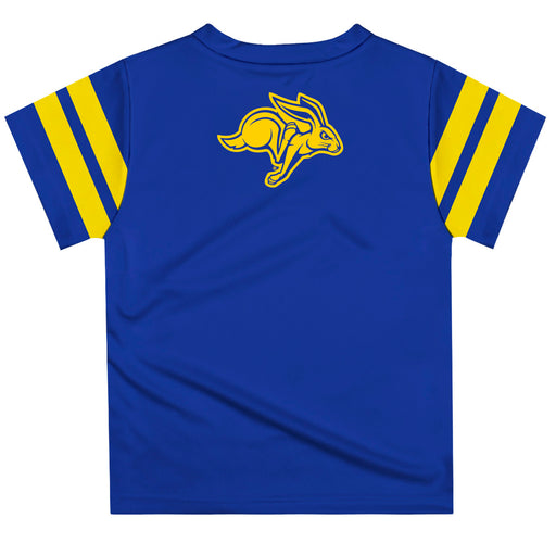 South Dakota State Jackrabbits Vive La Fete Boys Game Day Blue Short Sleeve Tee with Stripes on Sleeves - Vive La Fête - Online Apparel Store