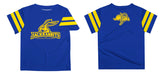 South Dakota State Jackrabbits Vive La Fete Boys Game Day Blue Short Sleeve Tee with Stripes on Sleeves - Vive La Fête - Online Apparel Store