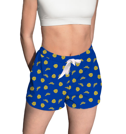 South Dakota State Jackrabbits Vive La Fete Game Day All Over Logo Women Blue Lounge Shorts