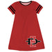 San Diego State University Aztecs SDSU Vive La Fete Girls Game Day Short Sleeve Red A-Line Dress with large Logo